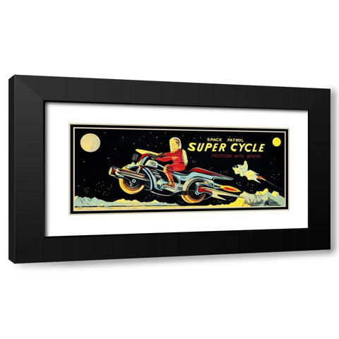 Space Patrol Super Cycle Black Modern Wood Framed Art Print with Double Matting by Retrotrans