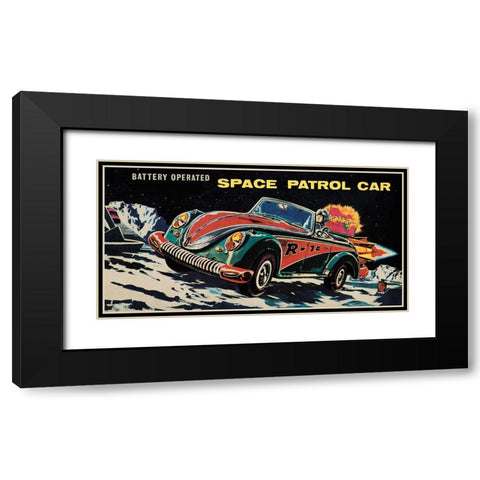Battery Operated Space Patrol Car Black Modern Wood Framed Art Print with Double Matting by Retrotrans
