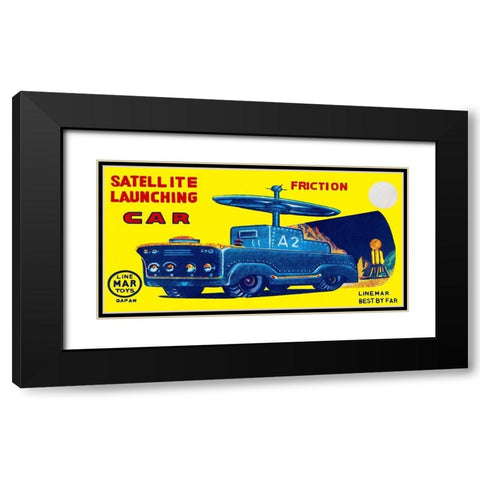 Satellite Launching Car A2 Black Modern Wood Framed Art Print with Double Matting by Retrotrans