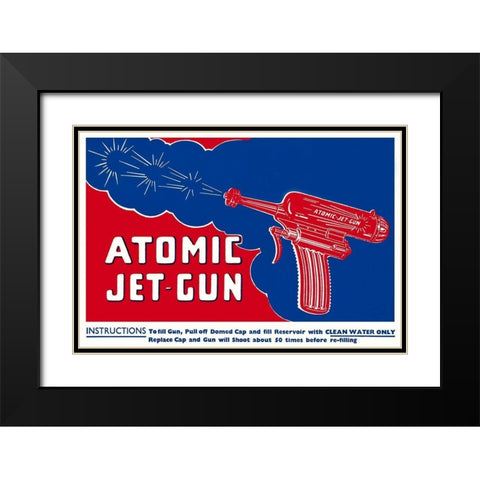 Atomic Jet-Gun Black Modern Wood Framed Art Print with Double Matting by Retrogun