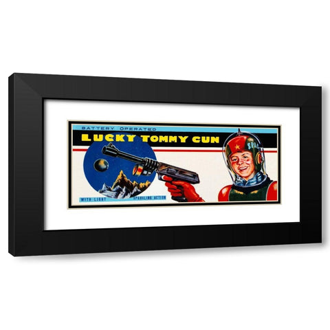Lucky Tommy Gun Black Modern Wood Framed Art Print with Double Matting by Retrogun