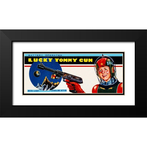 Lucky Tommy Gun Black Modern Wood Framed Art Print with Double Matting by Retrogun