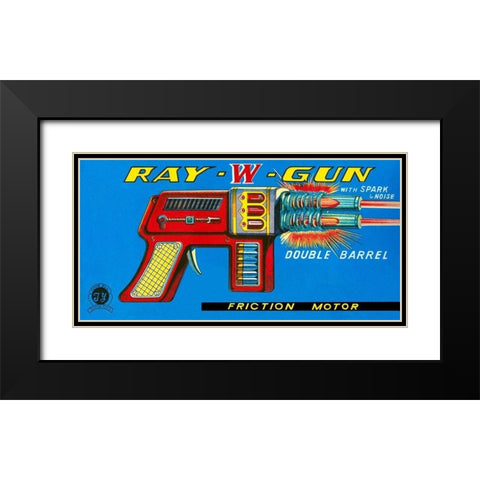 Ray W Gun Black Modern Wood Framed Art Print with Double Matting by Retrogun