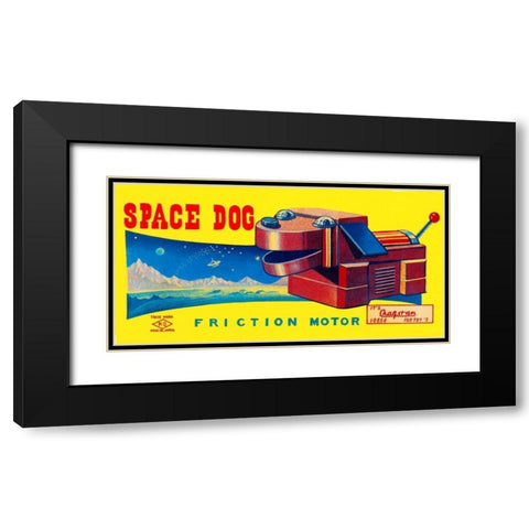 Space Dog Black Modern Wood Framed Art Print with Double Matting by Retrobot