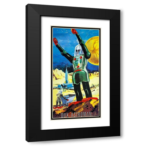Dux Astroman Black Modern Wood Framed Art Print with Double Matting by Retrobot