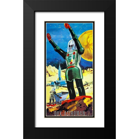 Dux Astroman Black Modern Wood Framed Art Print with Double Matting by Retrobot