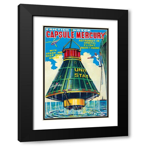 Capsule Mercury Black Modern Wood Framed Art Print with Double Matting by Retrorocket