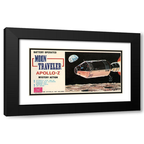 Moon Traveler Apollo-Z Black Modern Wood Framed Art Print with Double Matting by Retrorocket