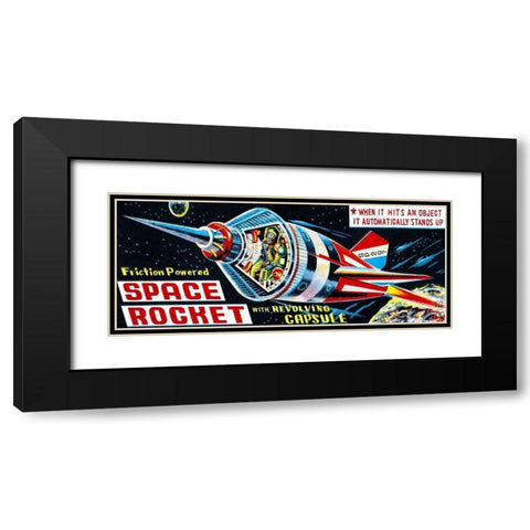 Space Rocket with Revolving Capsule Black Modern Wood Framed Art Print with Double Matting by Retrorocket
