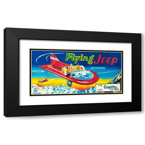 Flying Jeep Black Modern Wood Framed Art Print with Double Matting by Retrorocket