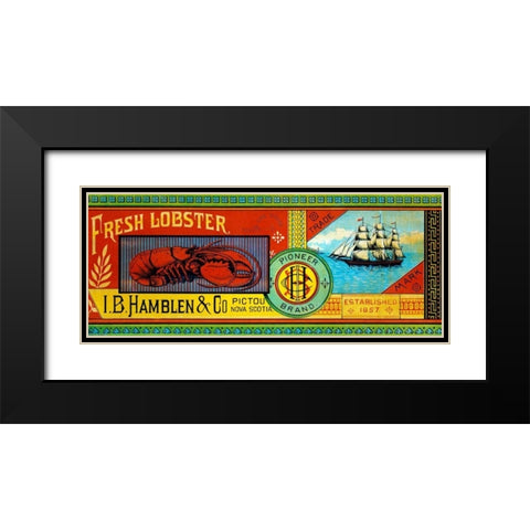 Pioneer Brand Fresh Lobster Black Modern Wood Framed Art Print with Double Matting by Retrolabel