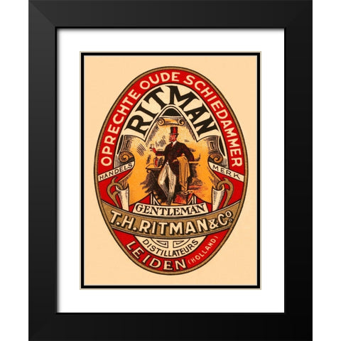 Gentleman Liquor Black Modern Wood Framed Art Print with Double Matting by Retrolabel