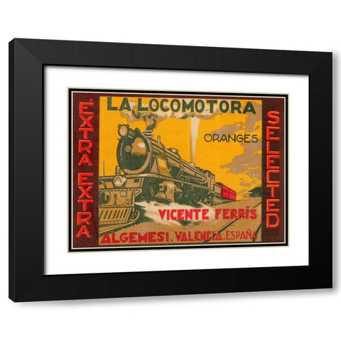 La Locomotora Oranges Black Modern Wood Framed Art Print with Double Matting by Retrolabel
