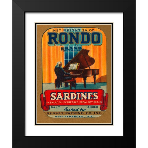 Rondo Brand Sardines Black Modern Wood Framed Art Print with Double Matting by Retrolabel