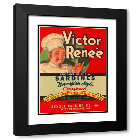 Victor Renee Sardines Black Modern Wood Framed Art Print with Double Matting by Retrolabel