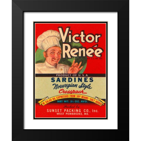 Victor Renee Sardines Black Modern Wood Framed Art Print with Double Matting by Retrolabel