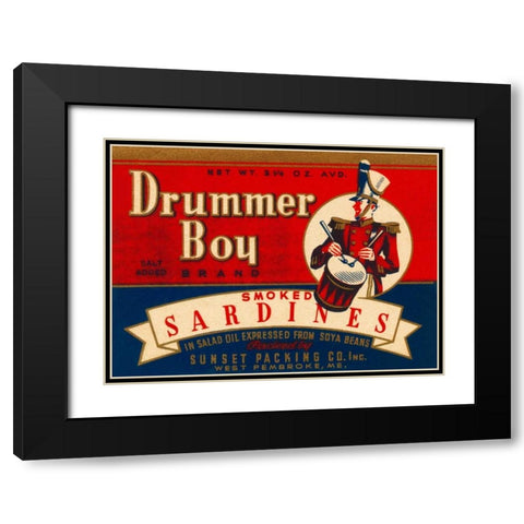 Drummer Boy Smoked Sardines Black Modern Wood Framed Art Print with Double Matting by Retrolabel