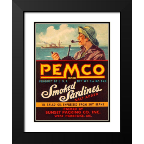 Remco Smoked Sardines Black Modern Wood Framed Art Print with Double Matting by Retrolabel