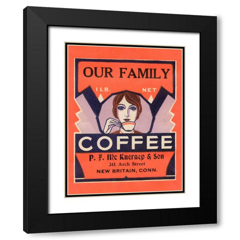 Our Family Coffee Black Modern Wood Framed Art Print with Double Matting by Retrolabel