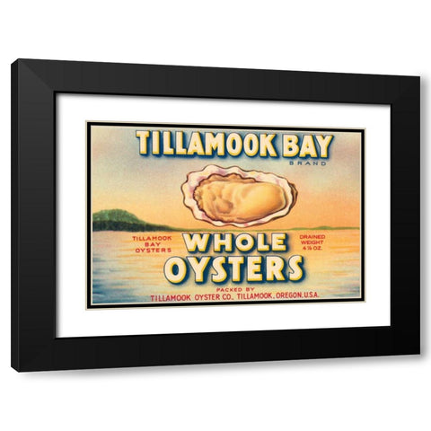 Tillamook Bay Whole Oysters Black Modern Wood Framed Art Print with Double Matting by Retrolabel