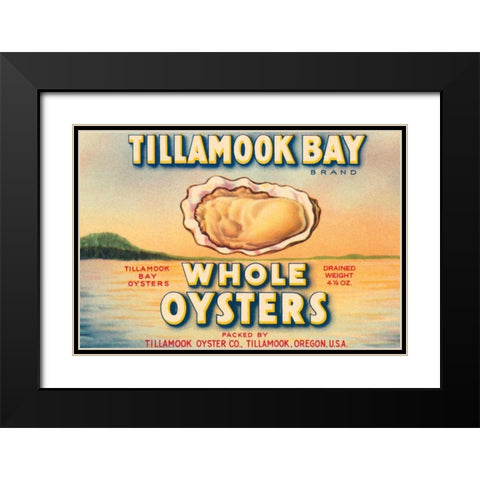 Tillamook Bay Whole Oysters Black Modern Wood Framed Art Print with Double Matting by Retrolabel