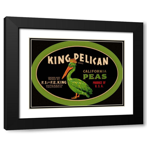 King Pelican California Peas Black Modern Wood Framed Art Print with Double Matting by Retrolabel