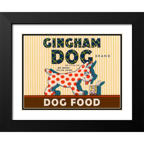 Gingham Dog Black Modern Wood Framed Art Print with Double Matting by Retrolabel