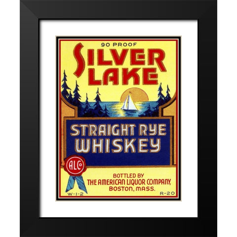 Silver Lake Straight Rye Whiskey Black Modern Wood Framed Art Print with Double Matting by Vintage Booze Labels