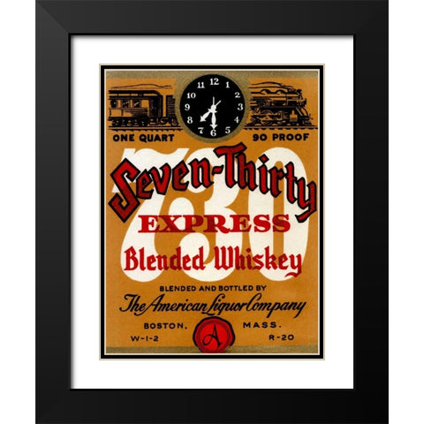 Seven-Thirty Express Blended Whiskey Black Modern Wood Framed Art Print with Double Matting by Vintage Booze Labels