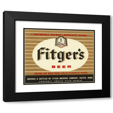 Fitgers Beer Black Modern Wood Framed Art Print with Double Matting by Vintage Booze Labels