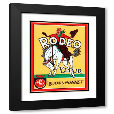 Rodeo Elixir Black Modern Wood Framed Art Print with Double Matting by Vintage Booze Labels