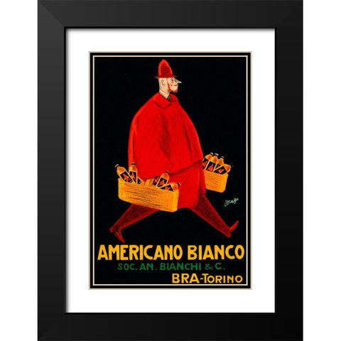 Americano Bianco Black Modern Wood Framed Art Print with Double Matting by Vintage Booze Labels