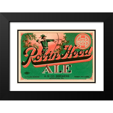 Robin Hood Ale Black Modern Wood Framed Art Print with Double Matting by Vintage Booze Labels