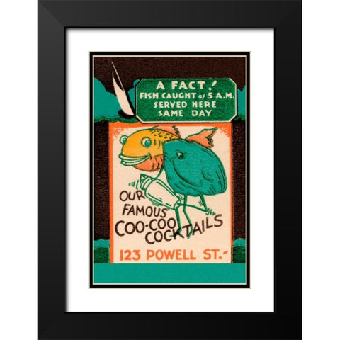 Our Famous Coo-Coo Cocktails Black Modern Wood Framed Art Print with Double Matting by Vintage Booze Labels