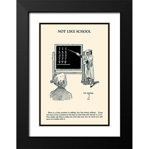 Not Like School Black Modern Wood Framed Art Print with Double Matting by Retromagic