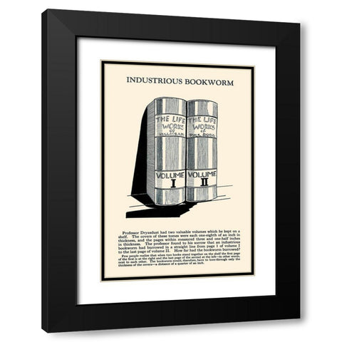 Industrious Bookworm Black Modern Wood Framed Art Print with Double Matting by Retromagic