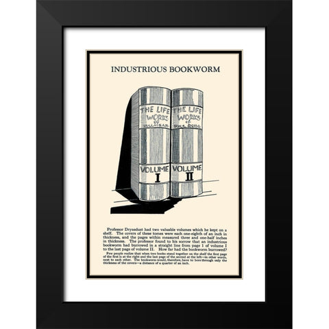 Industrious Bookworm Black Modern Wood Framed Art Print with Double Matting by Retromagic
