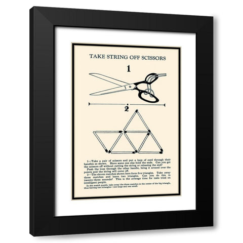 Take String off Scissors Black Modern Wood Framed Art Print with Double Matting by Retromagic