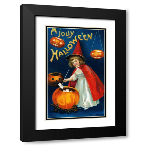 A Jolly Halloween Black Modern Wood Framed Art Print with Double Matting by Halloween