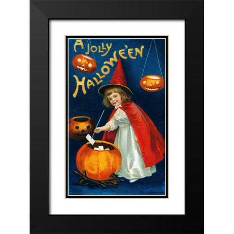 A Jolly Halloween Black Modern Wood Framed Art Print with Double Matting by Halloween