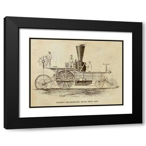 Saladees Self-Propelling Rotary Steam Plow Black Modern Wood Framed Art Print with Double Matting by Inventions
