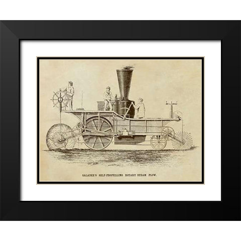 Saladees Self-Propelling Rotary Steam Plow Black Modern Wood Framed Art Print with Double Matting by Inventions