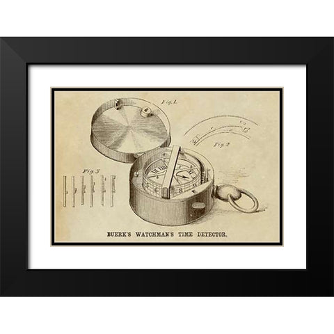 Buerks Watchmans Time Detector Black Modern Wood Framed Art Print with Double Matting by Inventions