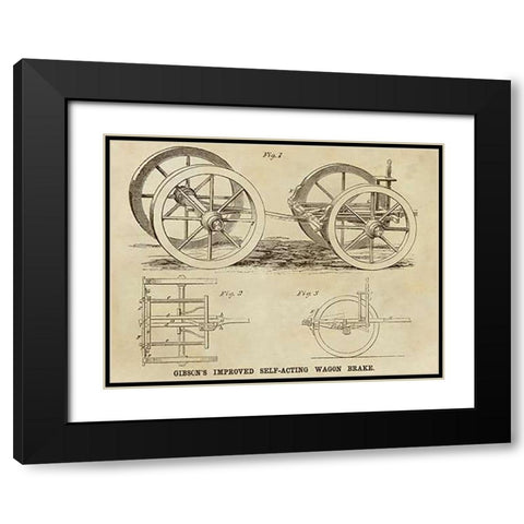 Gibsons Improved Self-Acting Wagon Brake Black Modern Wood Framed Art Print with Double Matting by Inventions