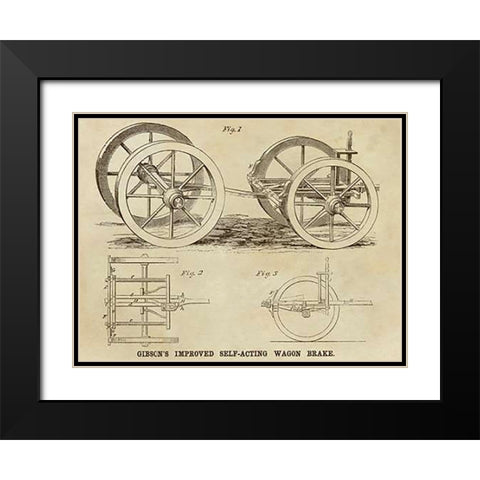 Gibsons Improved Self-Acting Wagon Brake Black Modern Wood Framed Art Print with Double Matting by Inventions