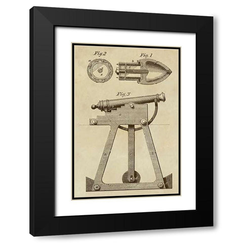 Device for Adjusting Cannon Trajectory and Accuracy Black Modern Wood Framed Art Print with Double Matting by Inventions