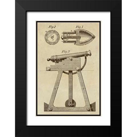 Device for Adjusting Cannon Trajectory and Accuracy Black Modern Wood Framed Art Print with Double Matting by Inventions