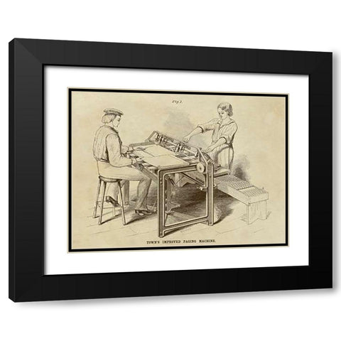Towns Improved Paging Machine Black Modern Wood Framed Art Print with Double Matting by Inventions