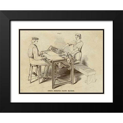 Towns Improved Paging Machine Black Modern Wood Framed Art Print with Double Matting by Inventions