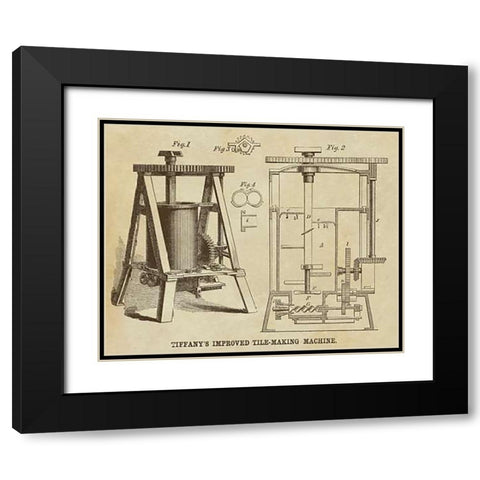 Tiffanys Improved Tile Making Machine Black Modern Wood Framed Art Print with Double Matting by Inventions